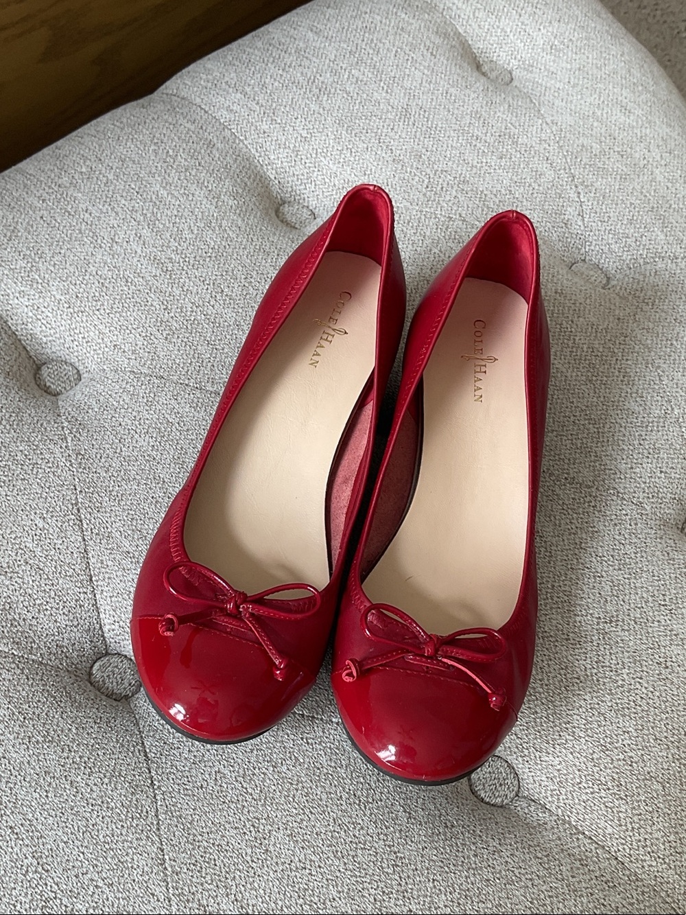 Cole Haan Red Patent Leather cap toe wedge shoes sz 8